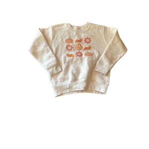 Sweet Wink Kids Beige Sweatshirt With Pumpkin & Floral Graphic